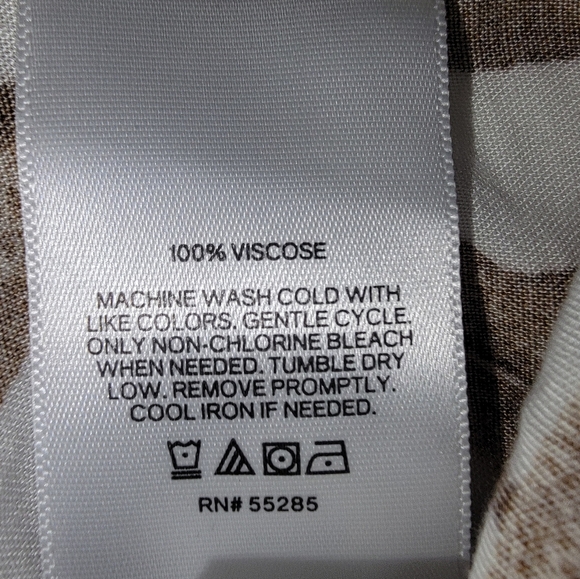 Express Brown and White Casual Button Down Shirt with Tropical Print - Picture 5 of 8